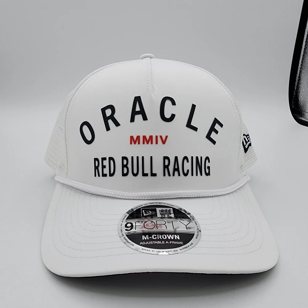 Oracle Red Bull Nascar Racing‎ Cap New Era 9FORTY Trucker Hat White Snapback NEW